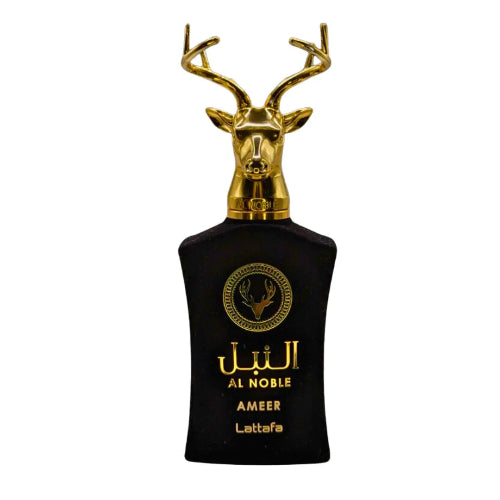 Al Noble Ameer Lattafa perfume arabe original 100ml fragancia masculina verde amaderada con notas de vetiver y manzana