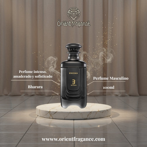 Perfume Bharara Enigma For Men perfume arabe eau de parfum 3.4 fl oz 100 ml con ámbar musgo de roble caña de azúcar y oud