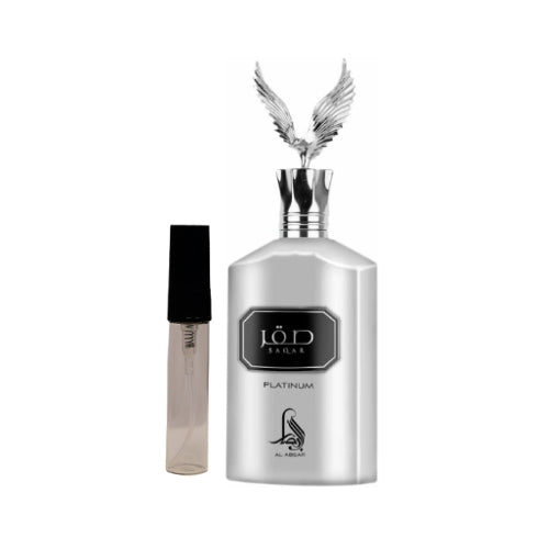 Botella elegante de Saqar Platinum 100ml, fragancia masculina de Al Absar, perfume de lujo para uso diario.
