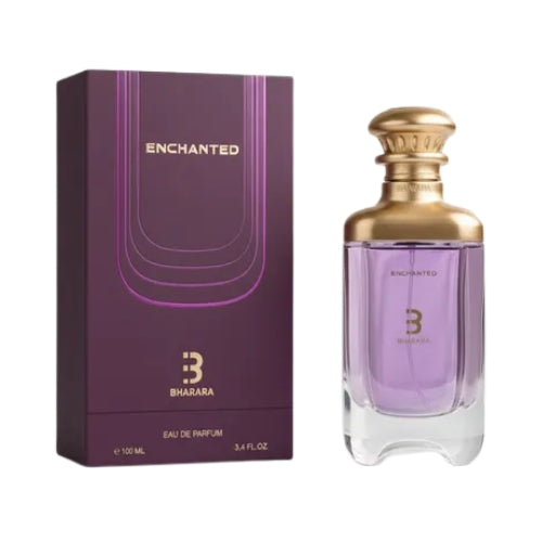 Eau de parfum Enchanted Bharara perfume arabe con apertura cítrica tropical y base ambarada almizclada
