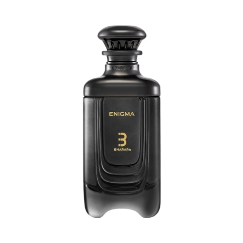 Perfume Enigma For Men de Bharara perfume arabe eau de parfum 100 ml con azafrán bergamota oud rosa búlgara y fondo ambarado