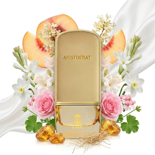 Detalle del frasco Aristocrat Coral acabado premium perfume mujer refinado y moderno