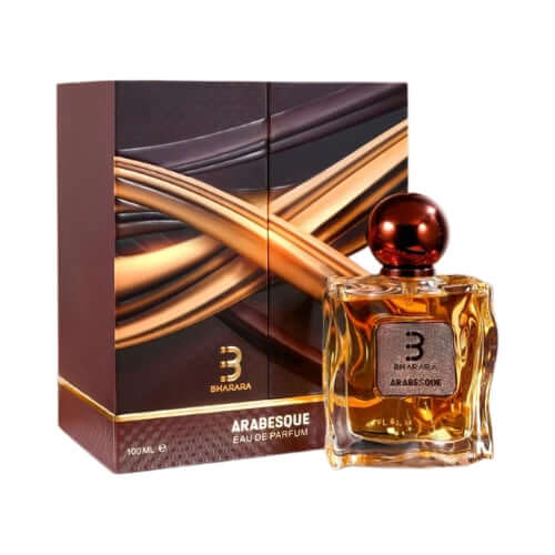 Bharara Arabesque perfume arabe de Bharara eau de parfum unisex 100 ml intenso para noche con café coñac ámbar vainilla y caramelo