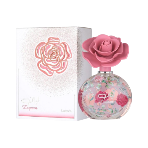 Caja del perfume Layaan de Lattafa, eau de parfum elegante y lujosa