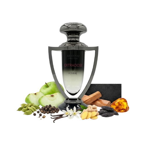 Detalle del frasco Extradose Homme acabado premium perfume hombre moderno y elegante