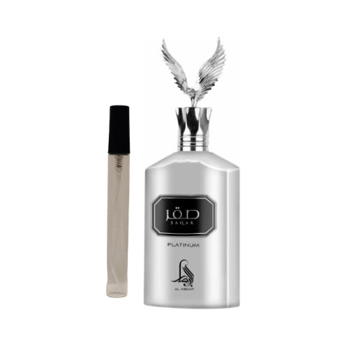 Botella elegante de Saqar Platinum 100ml, fragancia masculina de Al Absar, perfume de lujo para uso diario.