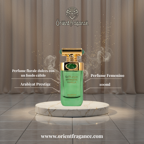 Perfume Hypnotic Vanilla Arabiyat Prestige 100 ml vista lateral fragancia vainilla intensa y sofisticada