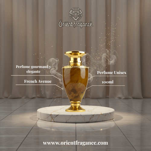 Jade Giallo French Avenue perfume arabe extrait 100 ml con pera avellana caramelo jazmín vetiver madera de cashmere vainilla y almizcle