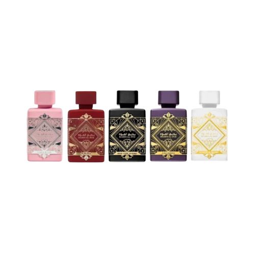 Colección Badee Al Oud de Lattafa, perfumes de lujo con notas amaderadas, avainilladas y orientales. Intensos, sofisticados y de gran personalidad.