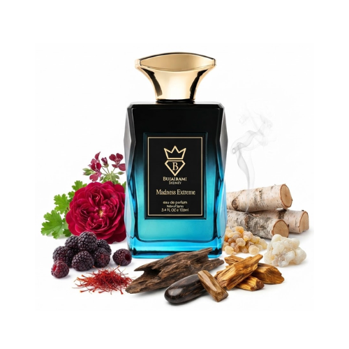 Detalle del frasco Madness Extreme de Bujairami Eau de Parfum unisex
