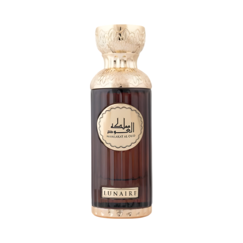 Mamlakat Al Oud Seerati Lunaire perfume unisex 100 ml frasco elegante con diseño oscuro y sofisticado