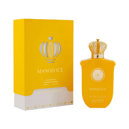 Mango Ice de Gulf Orchid, perfume frutal y tropical con mango jugoso, piña y toques florales. Una fragancia alegre, veraniega y llena de energía