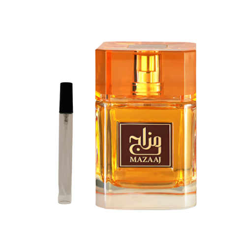 Muestra del perfume Mazaaj, fragancia de lujo árabe con notas florales y ambaradas. Elegante, sensual y exclusiva, disponible en Orient Fragance
