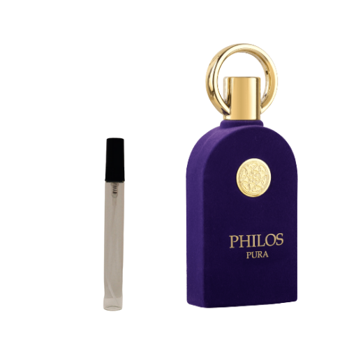Muestra del perfume Philos Pura, fragancia de lujo con aroma limpio, floral y elegante. Un perfume sofisticado que refleja pureza y frescura