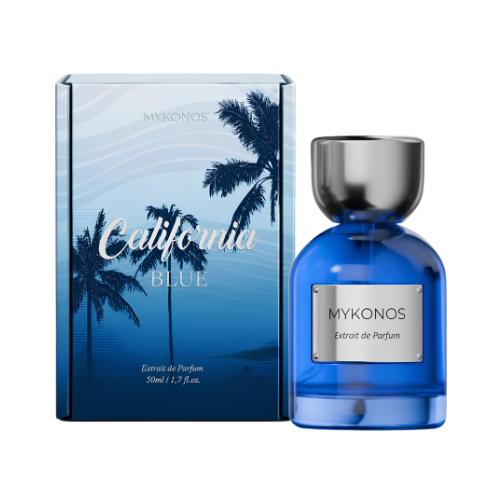 Mykonos California Blue Extrait de Parfum 50 ml con su caja
