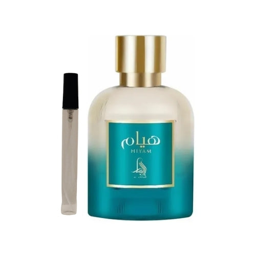 Detalle del perfume Al Absar Hiyam, que revela su base cálida y sofisticada de vainilla y cashmeran.