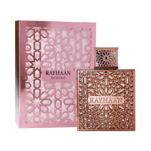 Perfume Rayhaan Divine de Lattafa, fragancia femenina de lujo con elegancia natural.