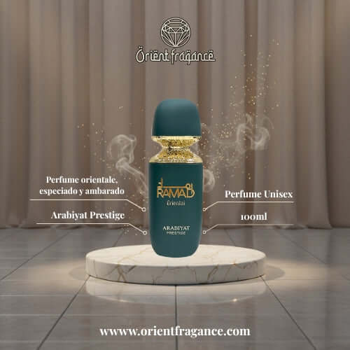 Ramad Oriental de Arabiyat Prestige perfume arabe unisex intenso para noche 100 ml con azafrán cardamomo pimienta ámbar y vainilla