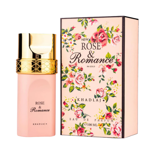 Rose and Romance de Khadlaj Perfumes, perfume floral femenino con pétalos de rosa, flores blancas y un toque de ámbar. Suave, delicado y encantador