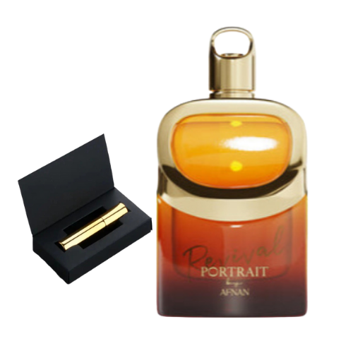 Muestra de Revival Portrait de Afnan, perfume moderno y envolvente con carácter oriental. Ideal para quienes buscan un aroma actual y distintivo