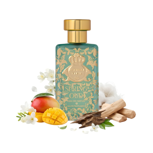 Detalle del frasco Spring Oud de Al Jazeera perfume unisex premium