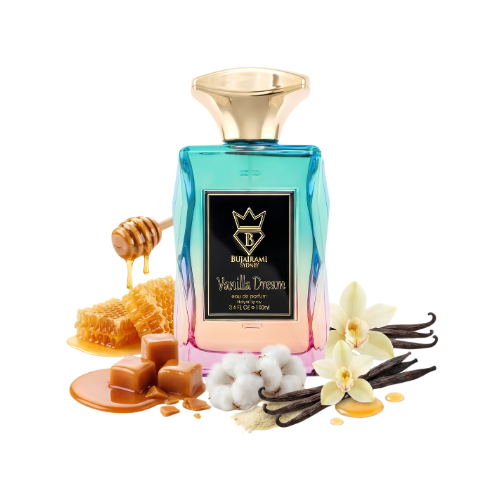 Detalle del frasco Vanilla Dream de Bujairami Eau de Parfum gourmand