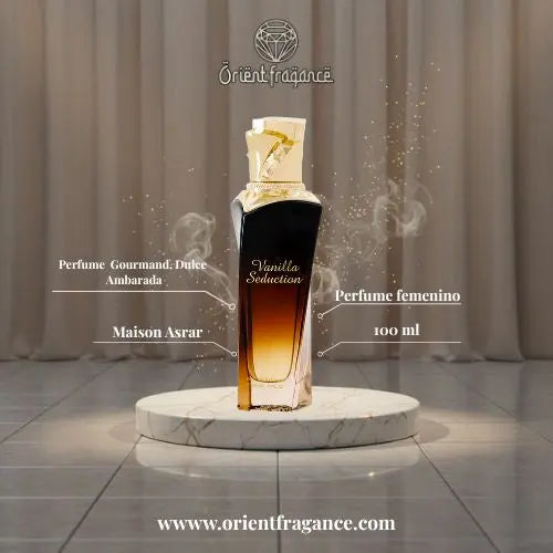 Vanilla Seduction de Maison Asrar, fragancia envolvente con vainilla cรกlida, almizcle y matices florales suaves. Una experiencia olfativa sofisticada.