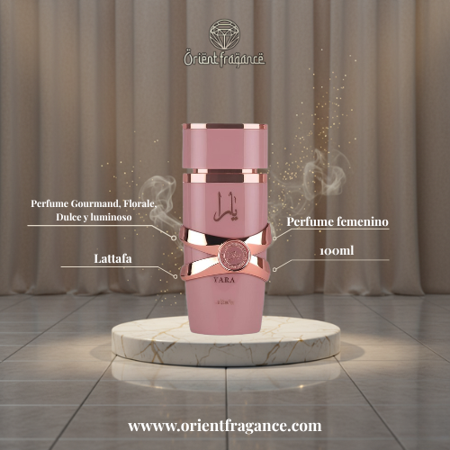 Perfume Yara Elixir de Lattafa, fragancia de lujo con notas florales, afrutadas y cremosas. Femenina, elegante y encantadora, disponible en Orient Fragance