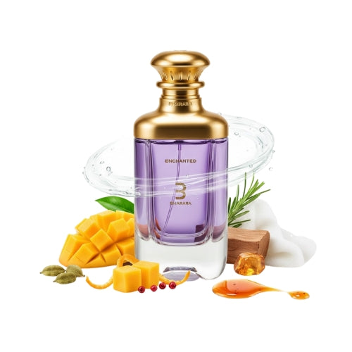 Bharara Enchanted perfume arabe 100 ml con notas tropicales cítricas especias suaves y ámbar
