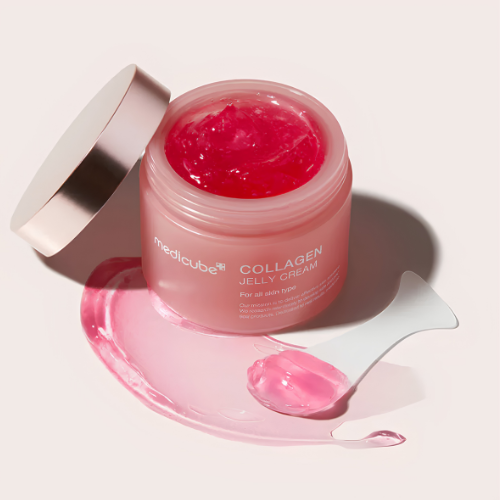 Medicube Collagen Jelly Cream textura y envase crema facial coreana glow
