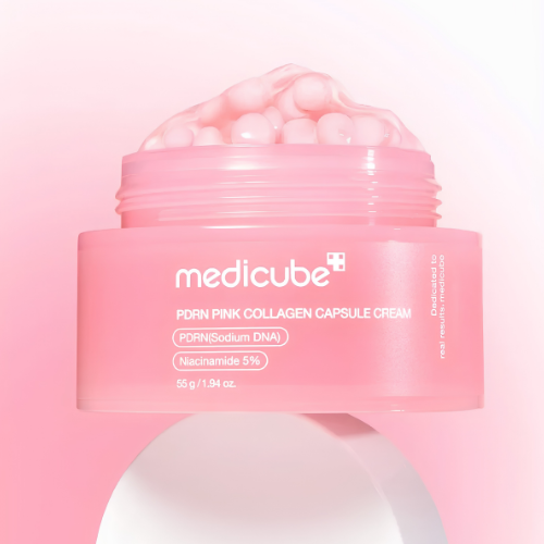 Medicube PDRN Pink Collagen Capsule Cream textura y envase crema facial coreana reafirmante