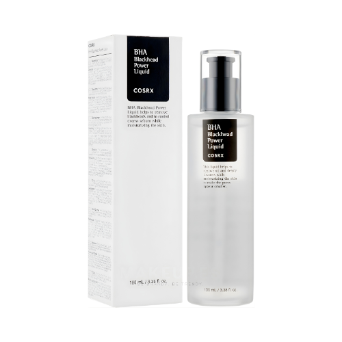 COSRX BHA Blackhead Power Liquid textura y envase exfoliante facial coreano
