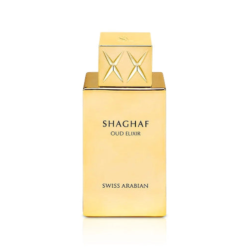 Perfume Swiss Arabian Shaghaf Oud Unisex - Eau de Parfum con notas de oud, azafrán y un toque gourmand, ideal para una fragancia floral y lujosa.