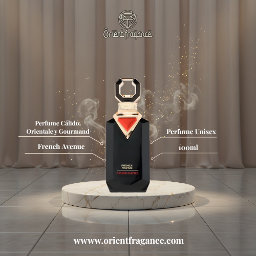 Amber Empire French Avenue presentación elegante perfume unisex ambarado sofisticado