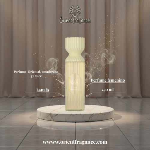 Angham Mist Perfume de Lattafa, bruma sensual y moderna con acordes florales, afrutados y un toque avainillado