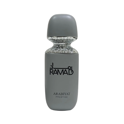 Arabiyat Prestige Ramad perfume unisex 100 ml frasco gris elegante con diseño moderno minimalista