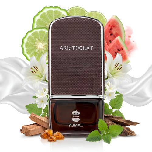 Detalle del frasco Aristocrat For Him acabado premium perfume hombre elegante y refinado