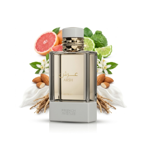 Detalle del frasco Arsh Extrait acabado premium perfume unisex de lujo moderno