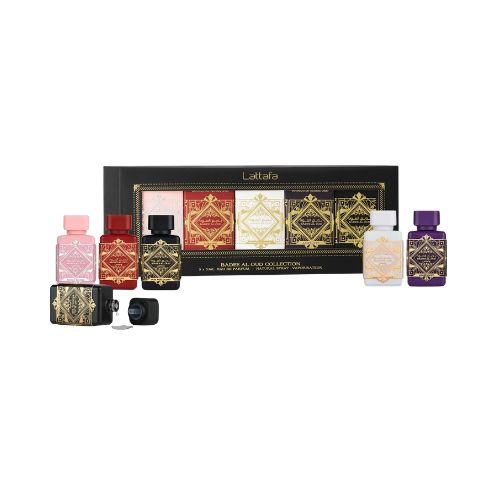Badee Al Oud Collection de Lattafa, colección premium de perfumes árabes con oud, especias, ámbar y maderas nobles. Fragancias intensas y elegantes.