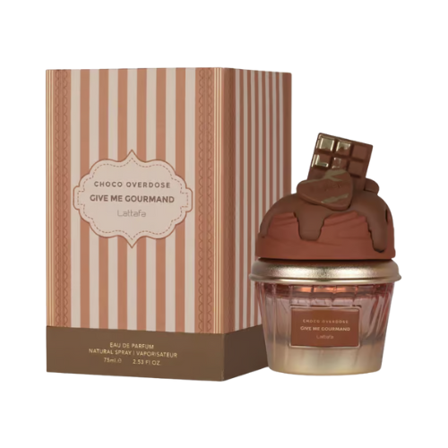 Caja del perfume Choco Overdose de Lattafa, aroma gourmand y elegante para mujer.
perfumes árabes