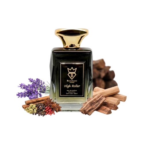 Detalle del frasco High Roller de Bujairami Eau de Parfum unisex