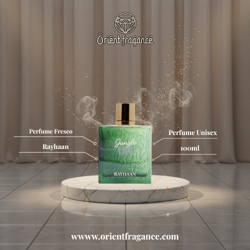 Jungle Vibe Rayhaan presentación elegante perfume tropical fresco 100 ml