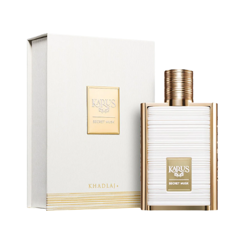 Karus Secret Musk de Khadlaj Perfumes, perfume almizclado con acordes florales y ambarados. Fragancia limpia, suave y seductora con un toque oriental