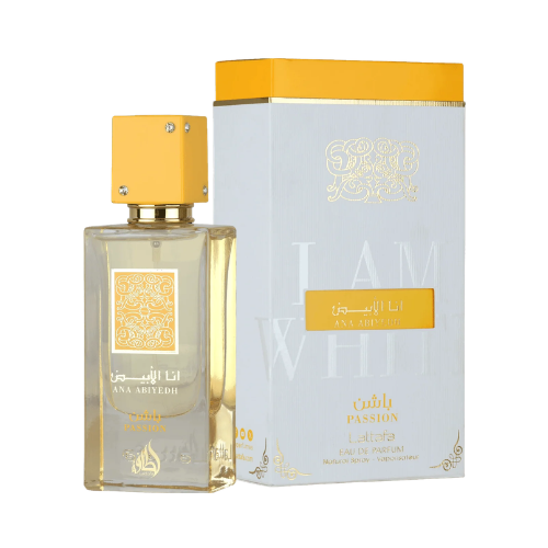 Lattafa Ana Abiyedh Passion 60 ml con su caja