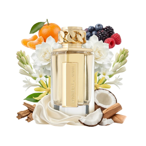 Detalle del frasco Lynked Forever acabado premium perfume mujer refinado y elegante
