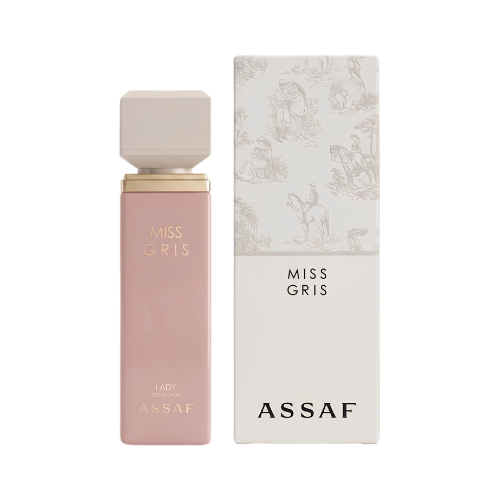 Presentación del perfume femenino Miss Gris de Assaf 100 ml