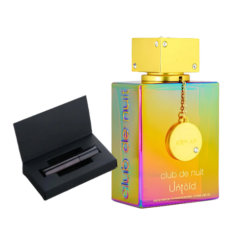 Muestra del perfume Club de Nuit Untold de Armaf, fragancia de lujo con acordes ambarados y florales. Elegante, refinada y exclusiva, disponible en Orient Fragance