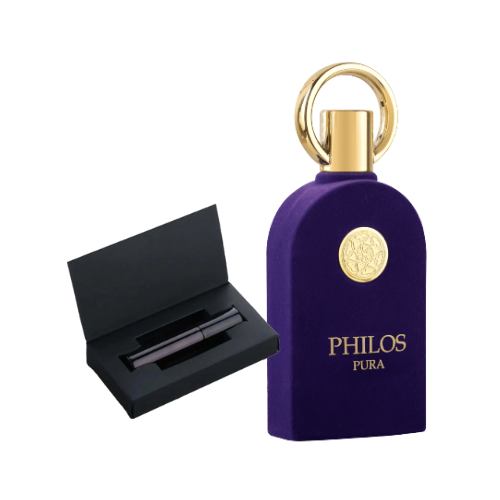 Muestra del perfume Philos Pura, fragancia de lujo con aroma limpio, floral y elegante. Un perfume sofisticado que refleja pureza y frescura
