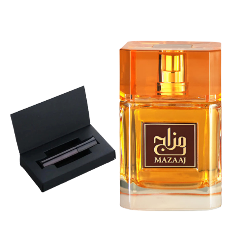 Muestra del perfume Mazaaj, fragancia de lujo árabe con notas florales y ambaradas. Elegante, sensual y exclusiva, disponible en Orient Fragance
