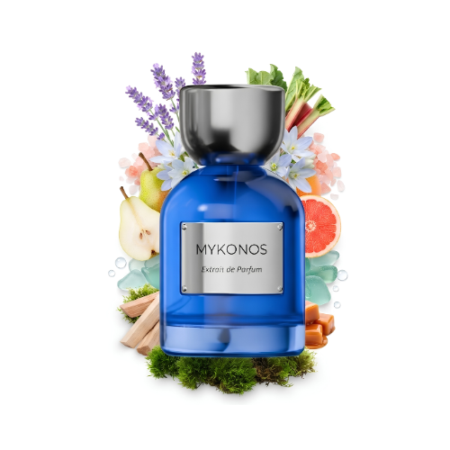 Botella del perfume Mykonos California Blue 50 ml